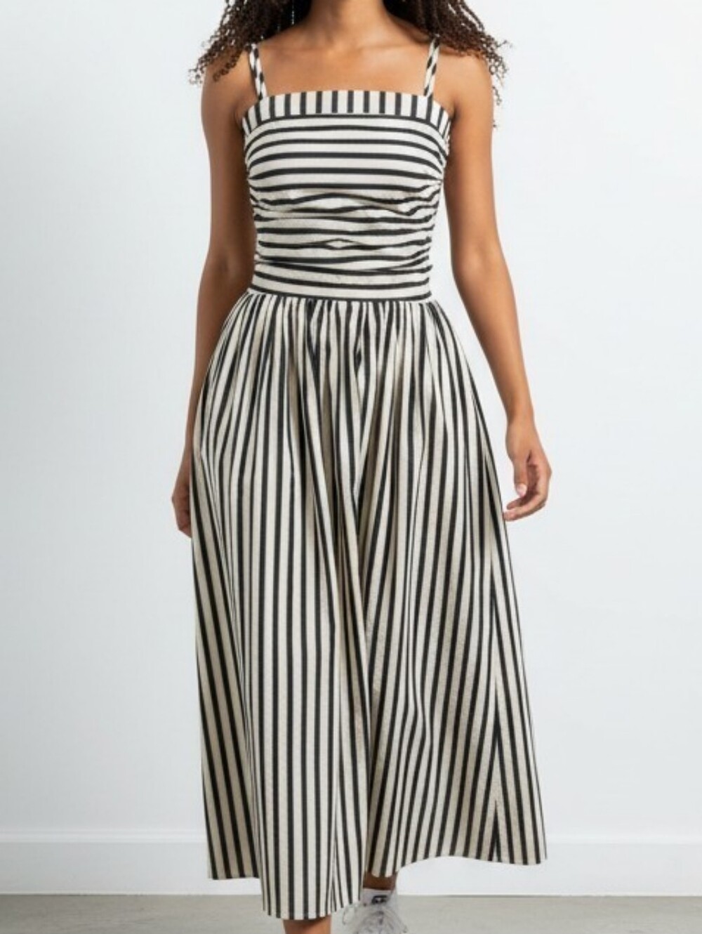 Altar'd State Striped Navy & Cream Josey Sleeveless Midi Dress S
